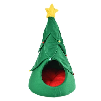 

Hot Creative Christmas Tree Semi-Closed Warm Breathable Pet Nest Cat Litter Dog House