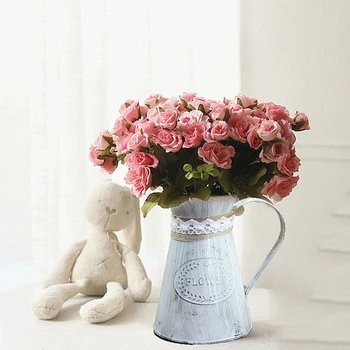

American Old Retro Metal Flower Pots Iron for Home Desk Garden Decor Flower Arrangement Bucket DIY Desktop Vase