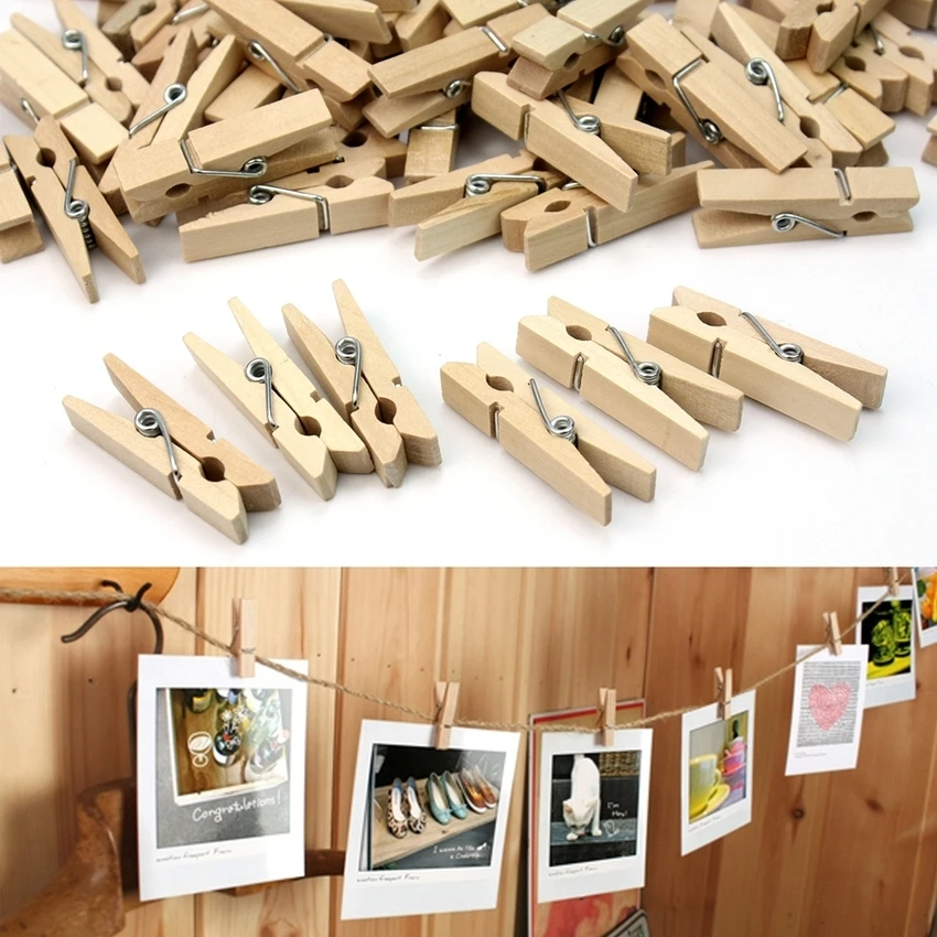 Mini Natural Wooden Clothes Pins, Photo Paper Peg Pin, Craft Clips for Home  School Arts Crafts Decoration, DIY Screen, 25mm - 50 Pack