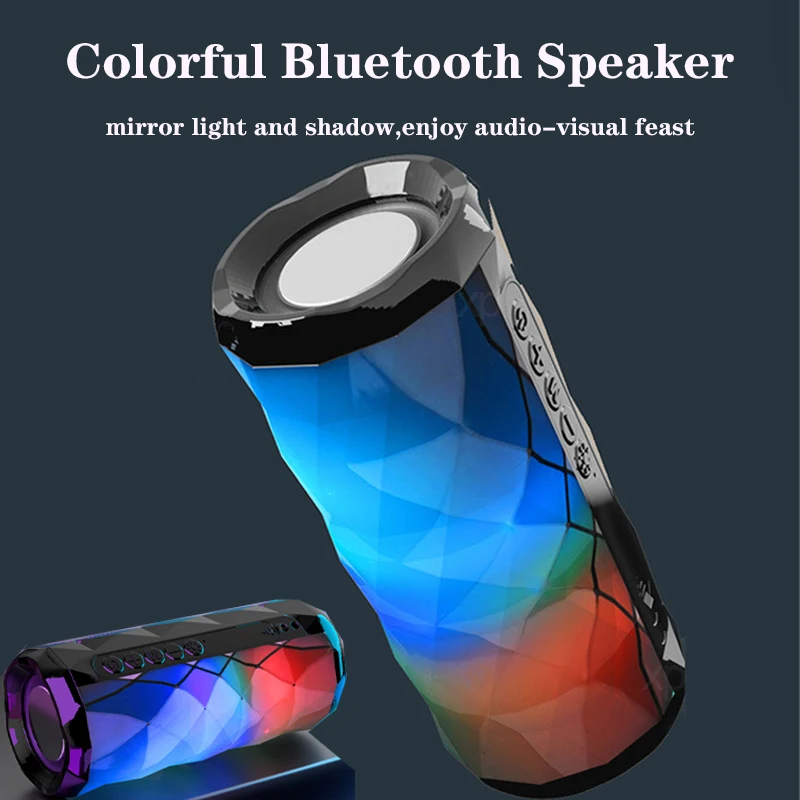 

tg167 Portable Bluetooth Speaker Bass Color Cool Polygonal Design Waterproof Wireless Speaker, High-Definition Noise Reduction