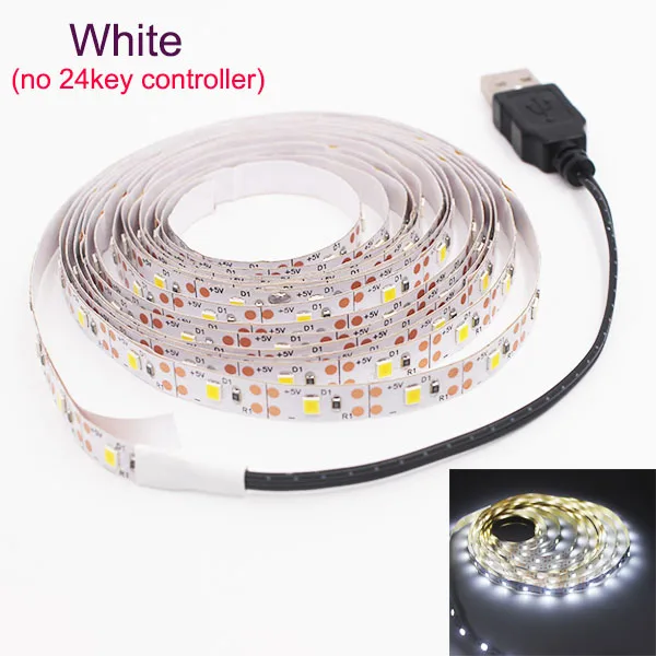 USB Светодиодная лента лампа 2835SMD DC5V гибкий светодиодный светильник лента 1 м 2 м 3M 4M 5 м HD ТВ Настольный экран подсветка Смещенный светильник ing - Испускаемый цвет: USB White Color