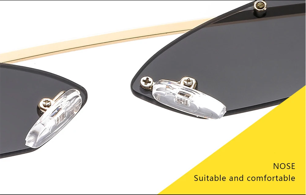 Vintage Cat Eye Sunglasses Unisex Multicolor Frameless Eyewear_voghion.com