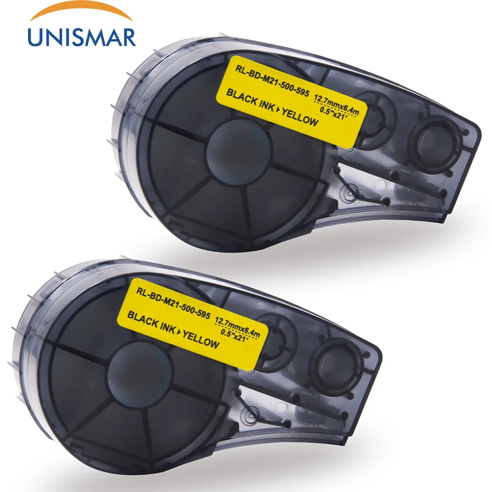 Unismar 2 шт. M21 500 595 YL Замена виниловой ленты для Brady BMP21 Plus IDPAL lapal принтеры черный на