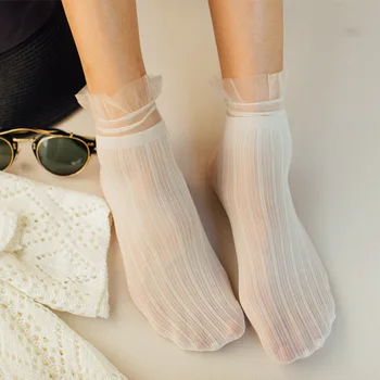 

Ultra-thin Transparent Socks High quality Elastic Crystal Socks nylon short socks Mesh Wholesale Women Socks
