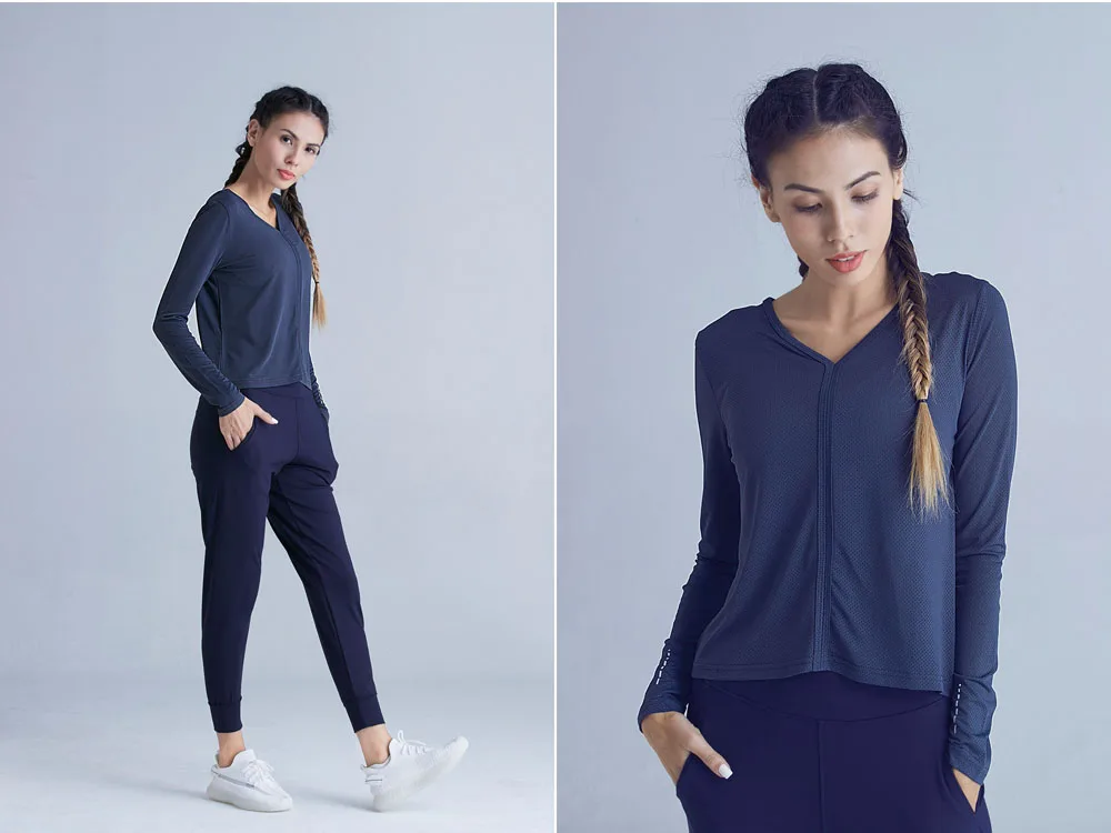 Moonglade Yoga Clothes Fitness Clothes Long-sleeved T-shirt Solid Color Beautiful Back Tops Quick-drying New Sports Running