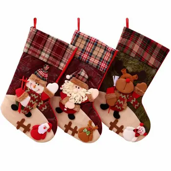 

Christmas Stockings Gift Holders Cartoon Santa Claus Snowman Elk Hanging Christmas Decoration Gifts Holders Christmas Supplies