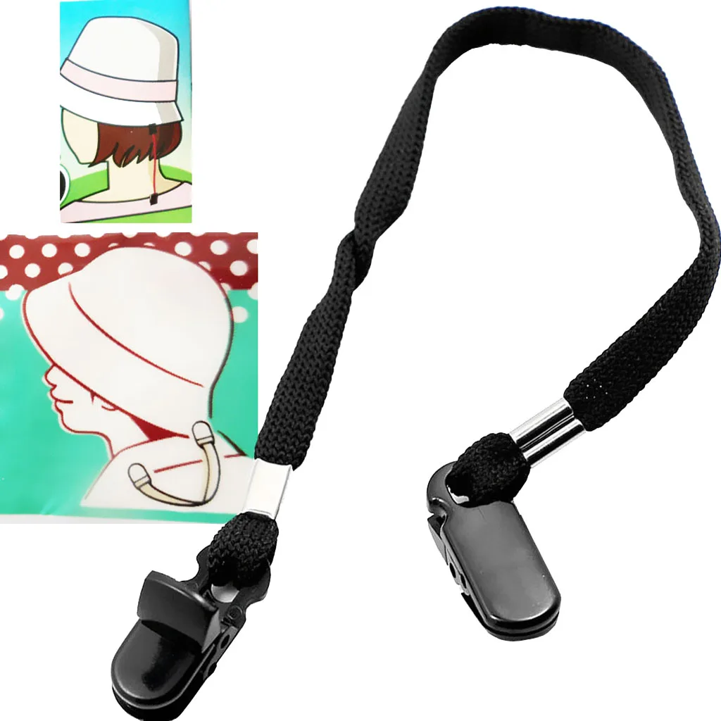 Portable Polyester Safety Wind Lanyard with Plastic Clips for Hat Scarf