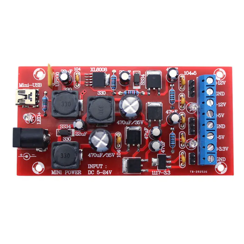 

Diy Usb 5-24V Boost Single Turn Dual Power Supply Module Linear Regulator Multiple Output Power Kit