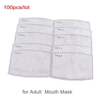 

100pcs/lot PM2.5 mask filter activated carbon 5-layer protective carbon filter For anti dust Cotton Face Mouth Mask Filter
