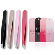 3PCS Stainless Steel Tweezers Kit With PU Box ESD Tweezer Tool Set High Quality Curved Straight Multifunction Nipper Repair Tool