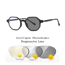 Многоугольные/овальные фотохромные прогрессивные очки для чтения для женщин и мужчин, близкие к дальней многофокальной дальнозоркости солнцезащитные очки+ 100~+ 400 N5