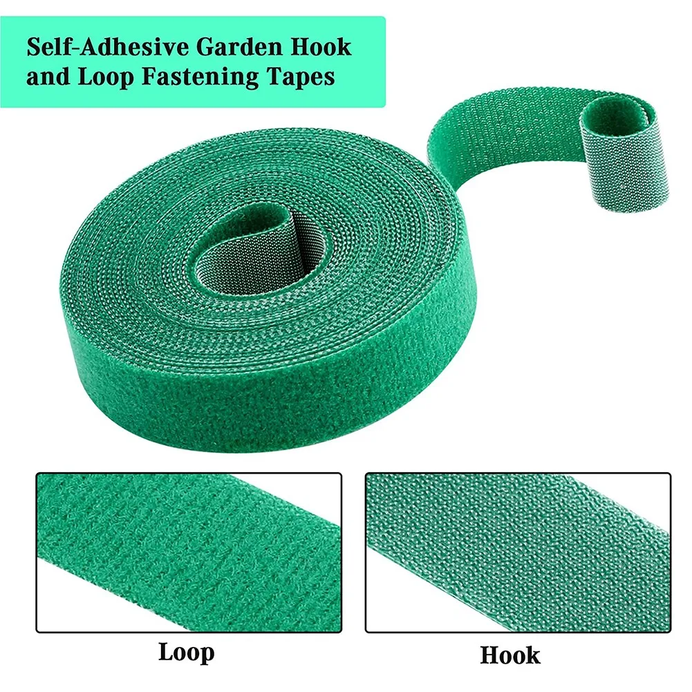 3 Pack Tie Tape Plant Ties Hook & Loop Garden Supports Bamboo Cane Wrap Support Green Tie Headphones Line USB Cable Organizer
