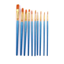Полезная 10 шт./компл. набор нейлоновых волосяных Краски художника кисть деревянные принадлежности масло Краски ing ручка с изображением синего дерева круглый заостренный кончик ручки