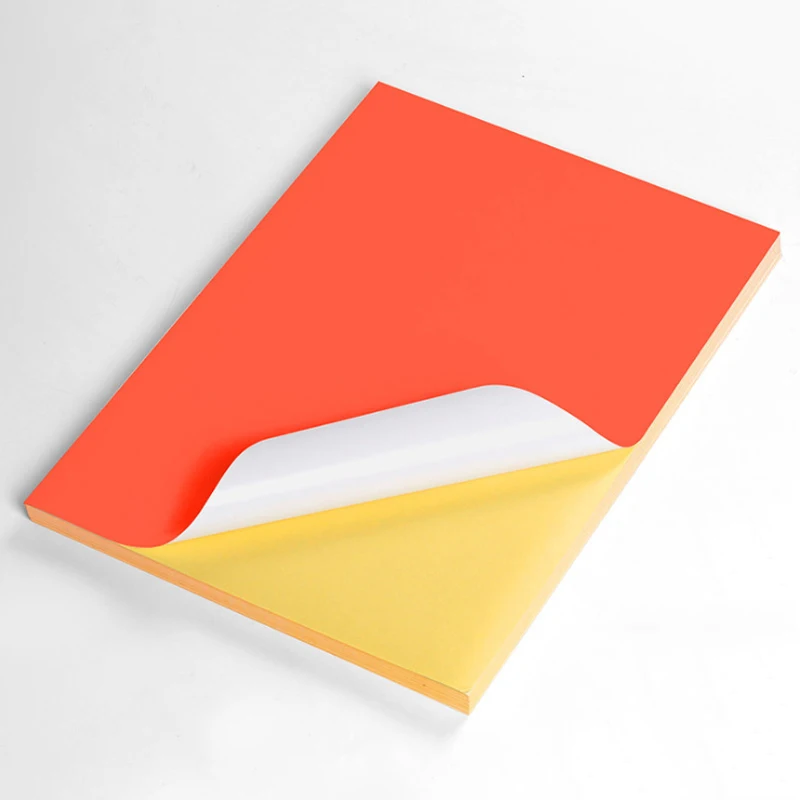 Orange red 100 листов, флуоресцентные этикетки, наклейки формата А4, матовая самоклеющаяся этикетка, наклейка, бумага для принтера, для лазерной струйной печати - Цвет: Orange red