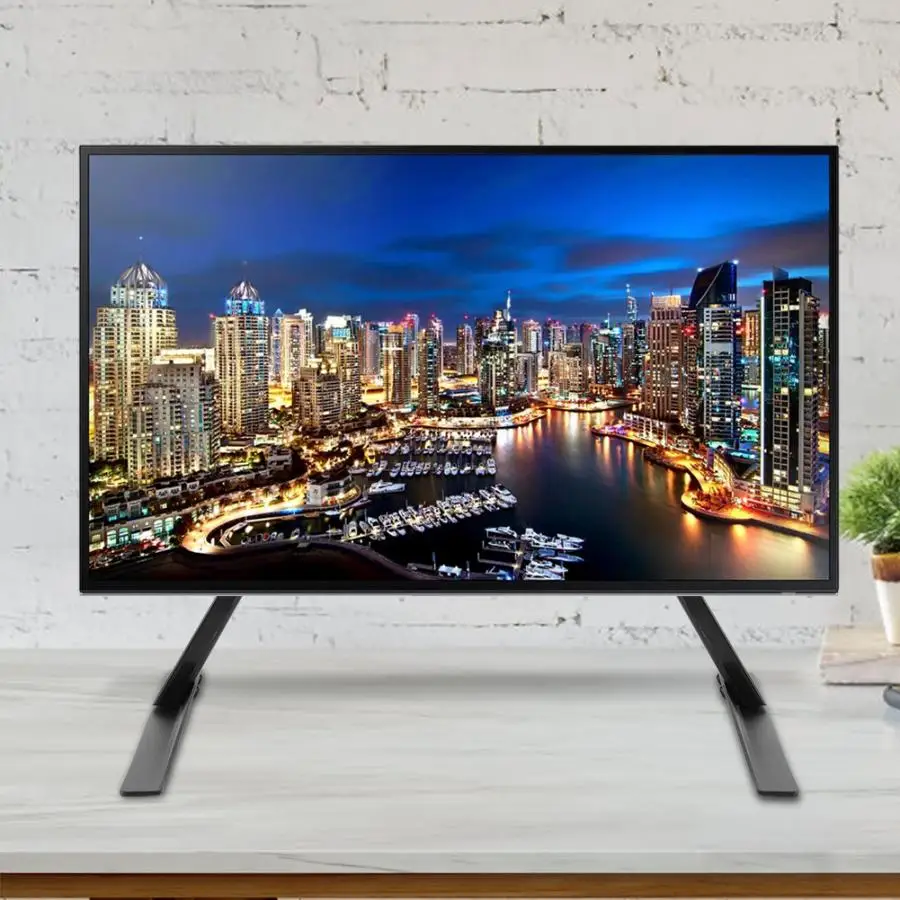 

TV Stand Base Alloy Plasma LCD Flat Screen Universal Table Top Pedestal Mount 17-42" TV 45kg Height Adjustable Easy Install