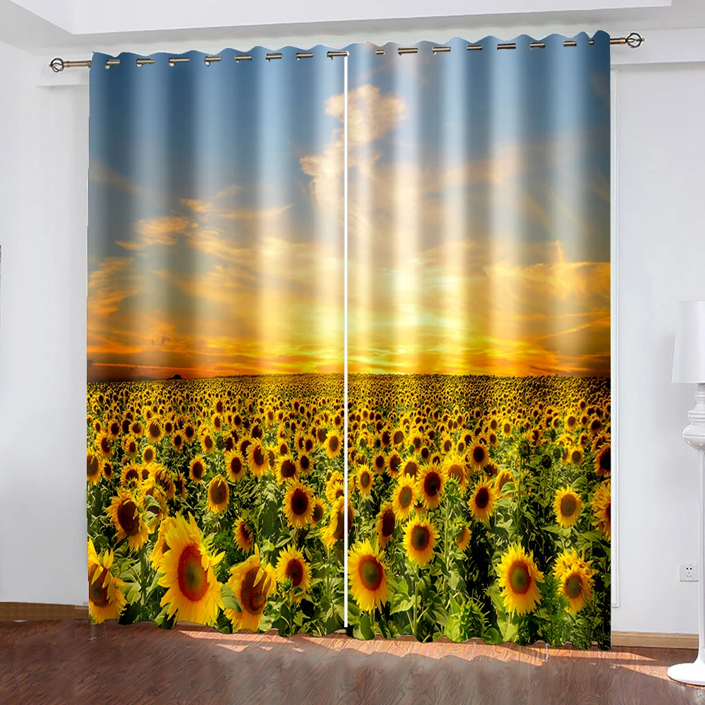 

Sunflower Window Curtains Modern Living Room Decoration Curtain for Bedroom Home Decor Blackout Curtains Curtains for European