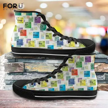 

FORUDESIGNS Periodic Table of Elements Pattern High Top Canvas Sneakers Casual Brand Male Vulcanized Shoes Classical Footwear