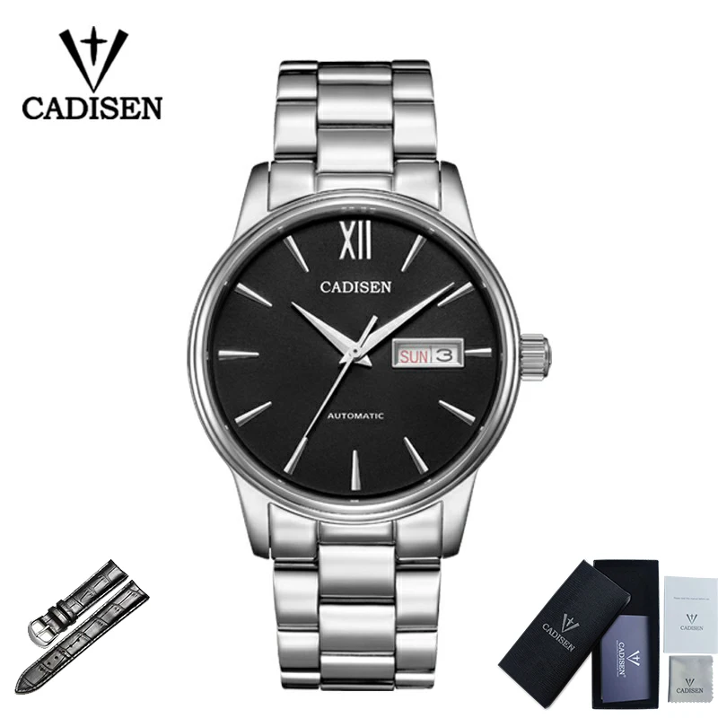 black CADISEN C1032 мужские часы Топ бренд класса люкс Мужские автоматические механические часы мужские водонепроницаемые часы Relogio Masculino - Цвет: black
