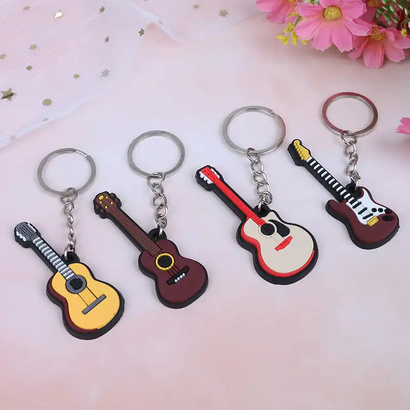 新 2 個のソフトシリコン楽器キーホルダー民俗電気クラシックギターウクレレキーリング Key Chains Aliexpress