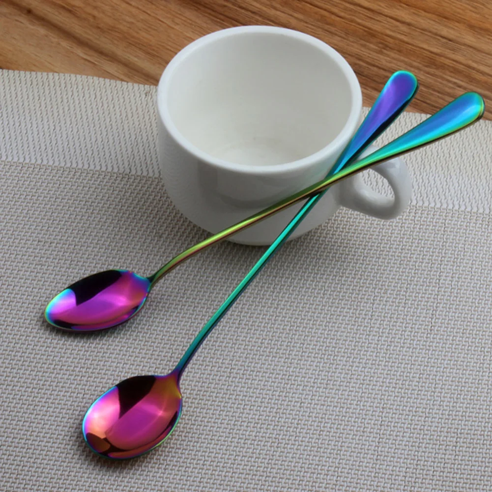 

Stainless Steel Spoon With Long Handle Ice Spoon Coffee Spoon Tea Home Kitchen Tableware Spoons Gifts for Family