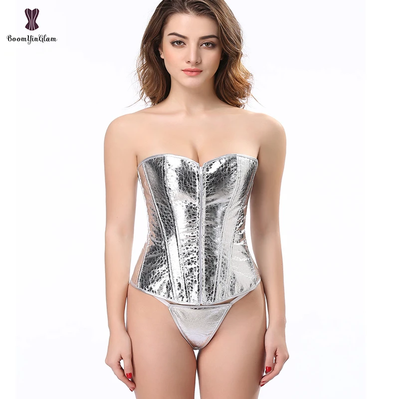 silver sparkly corset bustier