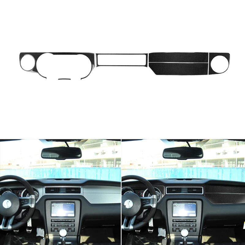 

Центральная консоль из настоящего углеродного волокна, крышка приборной панели, декоративная отделка, подходит для Ford Mustang 2009-2013