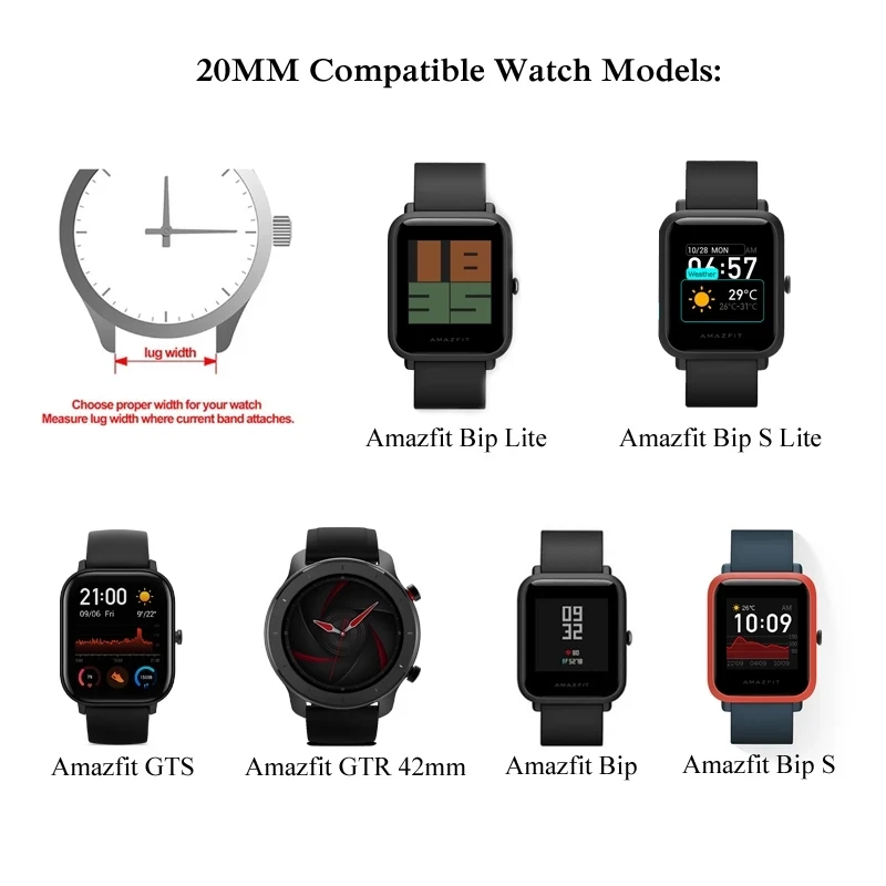 22mm/20mm strap For Amazfit GTS/2/2e/3/GTS4 Mini/GTR 42mm/47mm stratos  2/3/Pro Magnetic loop watch Bracelet Amazfit bip-u-s-lite - AliExpress