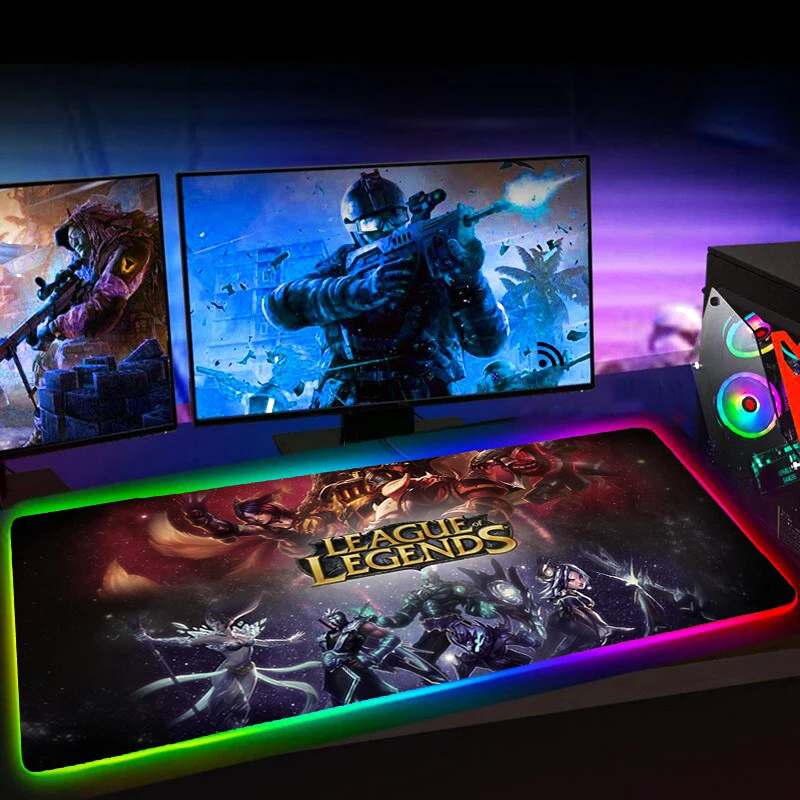 

RGB League of Legends Large Mouse Pad Gaming Mause Pad XL 90x30 Mousepad Keyboard Pad 25x35 Rubber No-slip with Backlit Mausepad