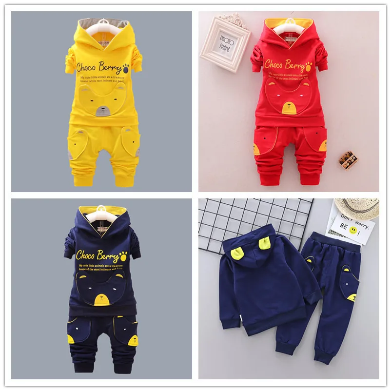 Spring Autumn Children Cotton Clothing Suit Baby Boys Girls Clothes Kids Sport Hoodies Pants 2Pcs/Sets Fahion Toddler Tracksuits