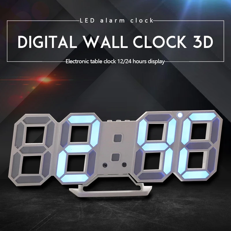 Digitale Wanduhr 3D LED Wecker Elektronische Schreibtisch Uhren mit Großen  Temperatur 12/24 Stunde Display