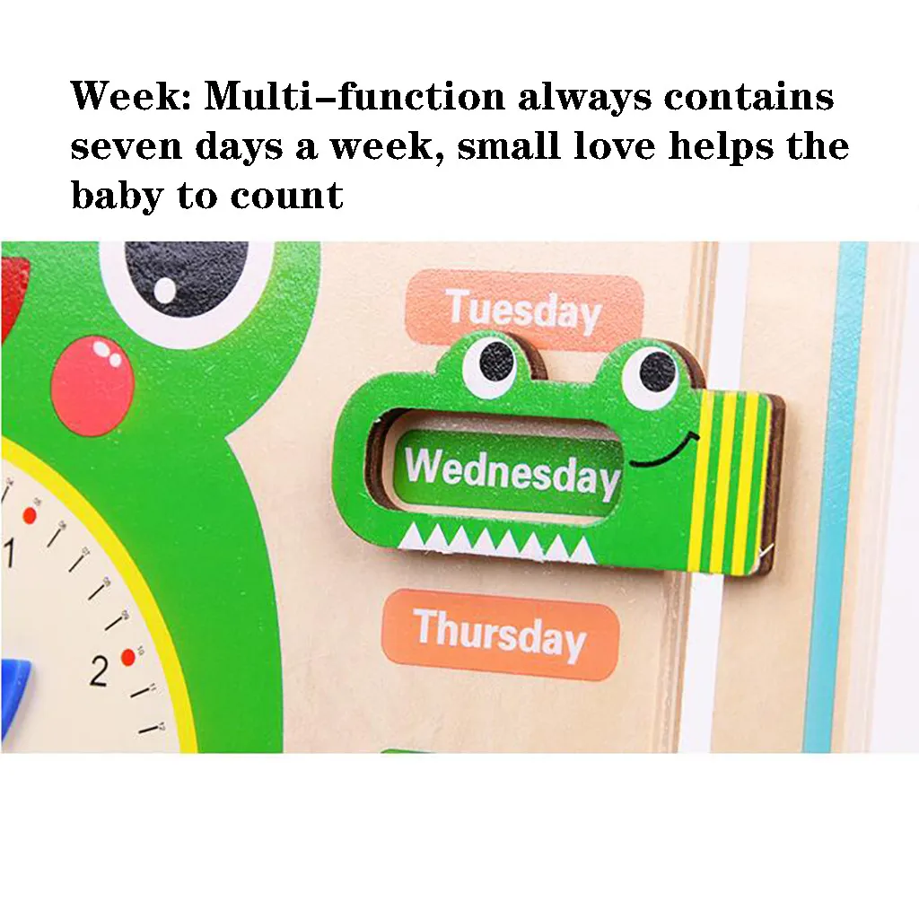 Деревянные детские когнитивные игрушки обучающие школьные часы с календарем