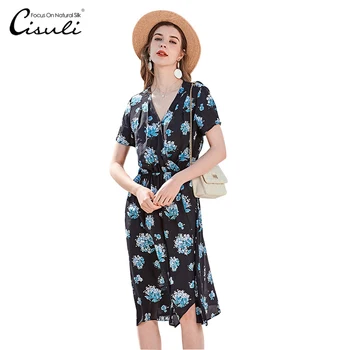 

CASUAL silk ladies dress holiday dress