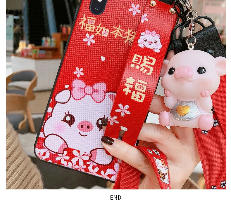 Для iPhone 11 Pro Max милый счастливый кот ремешок на запястье задняя крышка чехол для iPhone X XS Max XR 6 7 8plus Maneki Neko Shell+ tpy+ ремни