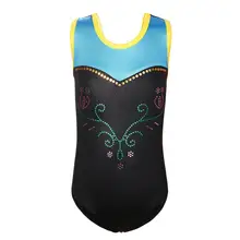 BAOHULU/гимнастическое трико без рукавов в стиле пэчворк для девочек; детский спортивный костюм с блестками и цветочным принтом; танцевальный костюм; Цвет черный, синий