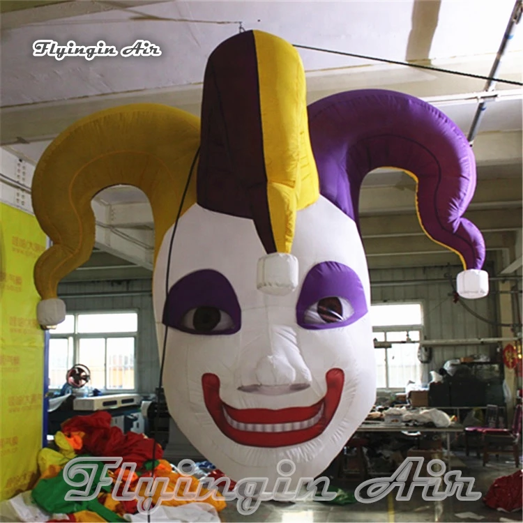 

Hanging Horrible Halloween Inflatable Evil Clown 3m Height Giant Two-Face Mask For Night Club And Bar Decoration