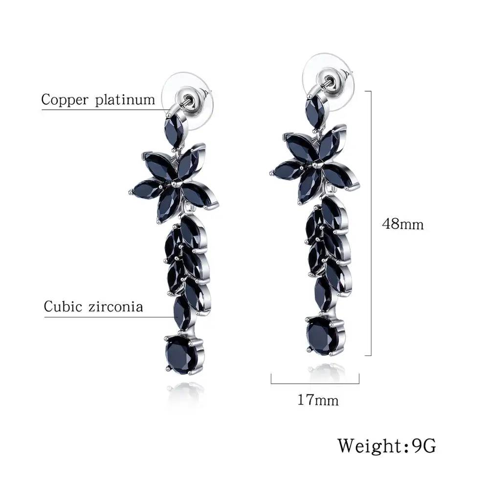 

VA-67 Fashion Jewelry High Quality Rose Gold-Color Filled Black Golden Flower Dangle Ladies Earrings