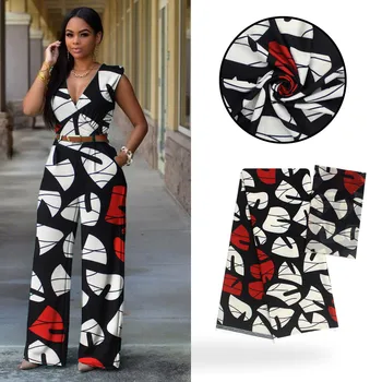 

African fabric digital print wax style chiffon silk fabric soft african silk wax fabric with chiffon for women dress