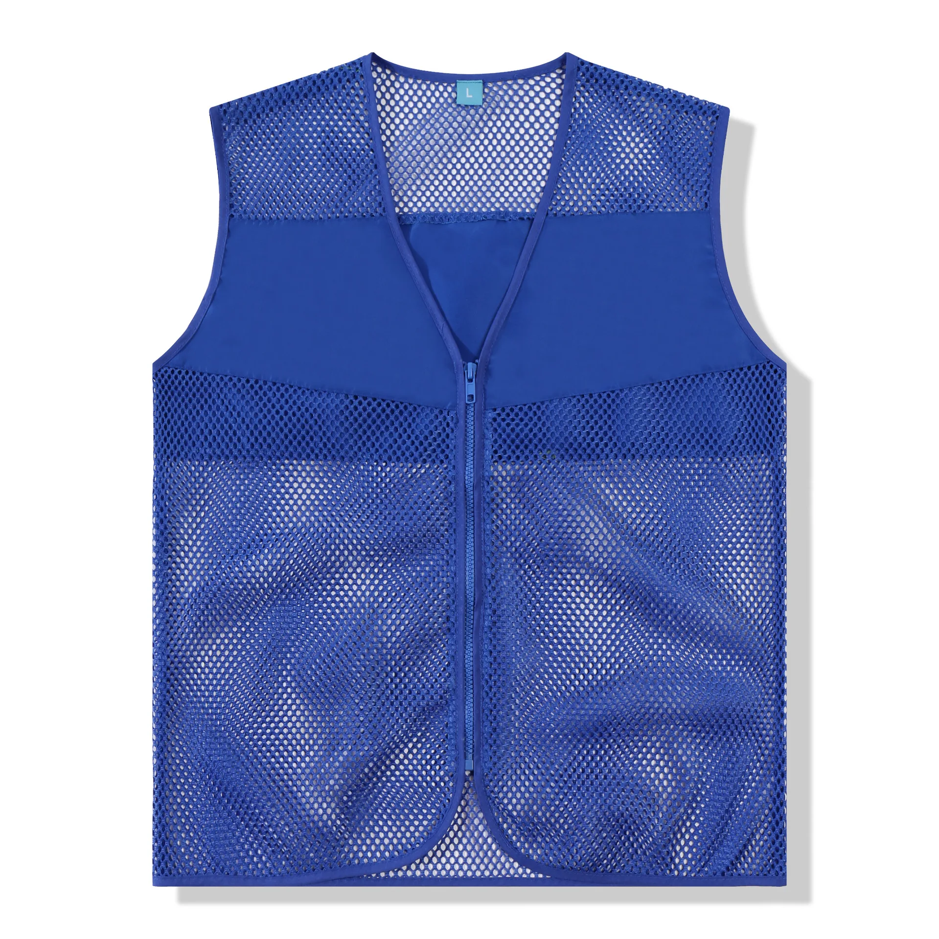 

Blue Mesh Fishing Net Cloth Vest Custom Custom Safety Vest V-neck Sleeveless Vests for Men Oversize Xxxl Boys Work Cycling Vest