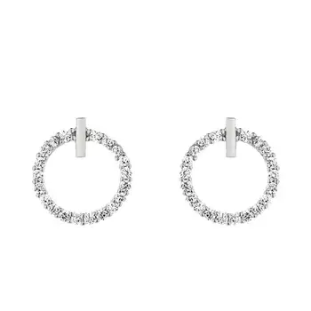 

S925 Sterling Silver Simple Ring Earrings Female Korean Temperament All-match Small Jewelry Net Red Zircon Earrings