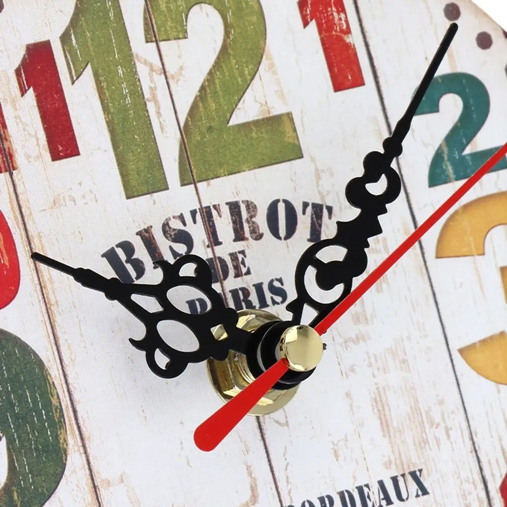 Практичный художественный креативный Европейский Стиль Круглые красочные деревенские декоративные антикварные деревянные домашние настенные часы