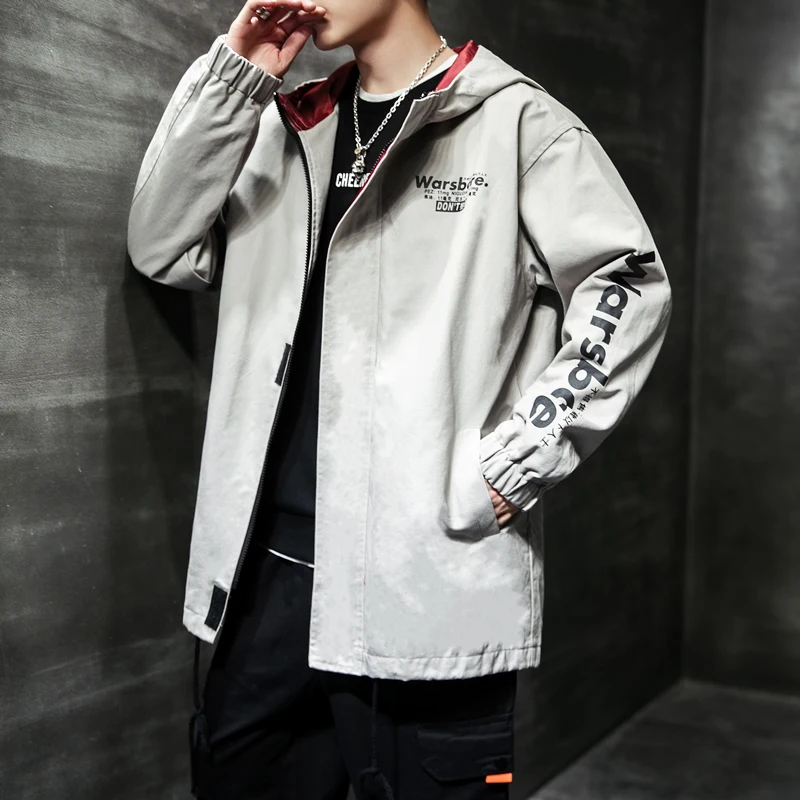 

2019 New Spring and Autumn Men's Korean Version of The Trend Handsome Letter Wild Casual Mens Hooded Jacket Plus Size 5XL