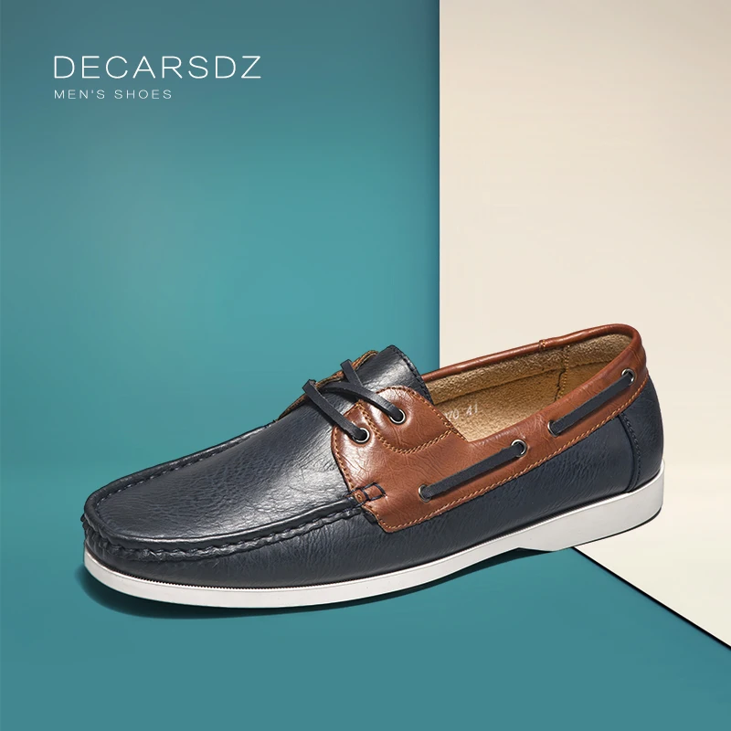 DECARSDZ Men Loafers Shoes 2022 New Fashion Classic Retro Casual Comfy Slip-on High Quality Leather Man Boat | Обувь