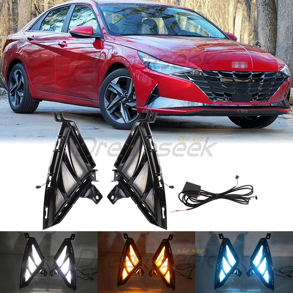 3 Color Led Drl Day Light For Hyundai Elantra Cn7 2021 2022 Daytime