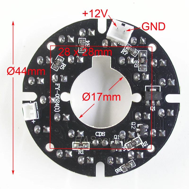 Infrared 24x IR LED Board For CCTV Cameras Night Vision (diameter outer : 44mm / inner : 17mm)