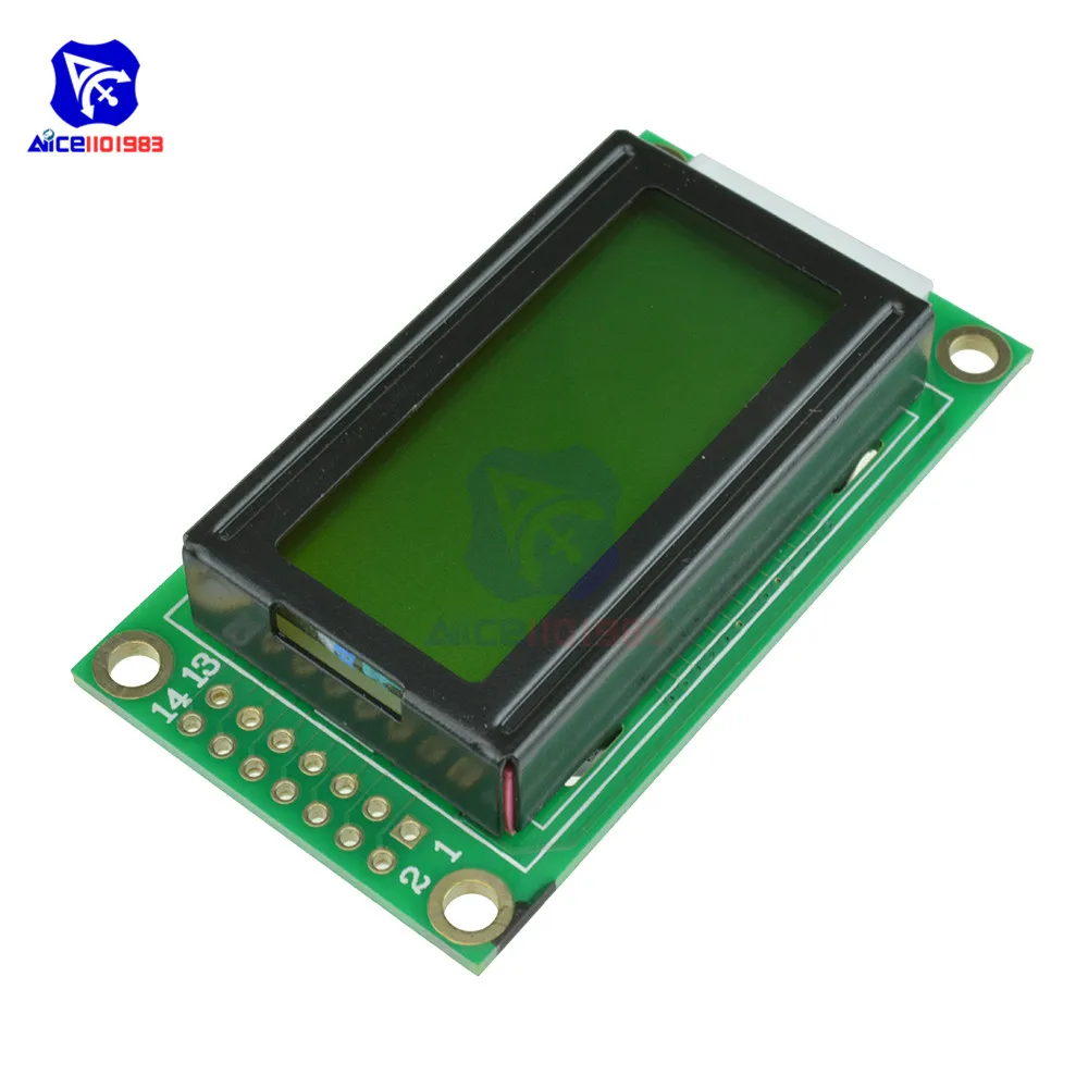 Жёлтый, зеленый Diymore 0802 lcd 8*2 символьный ЖК-дисплей с подсветкой модуль LCM для Arduino Raspberry Pi - Цвет: Жёлтый, зеленый