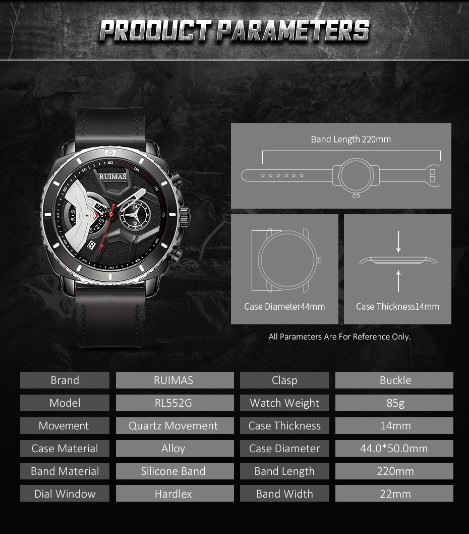 Ruimas мужские s часы люксовый бренд кварцевые часы уникальные Нежные мужские наручные часы мужские подарки Военные Relogio Luxo часы 552