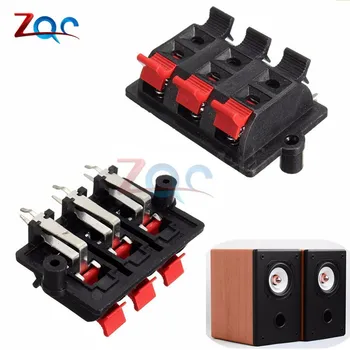 

6 Way Channel Speaker Terminal Strip Block Spring Push Release Stereo Plate Release