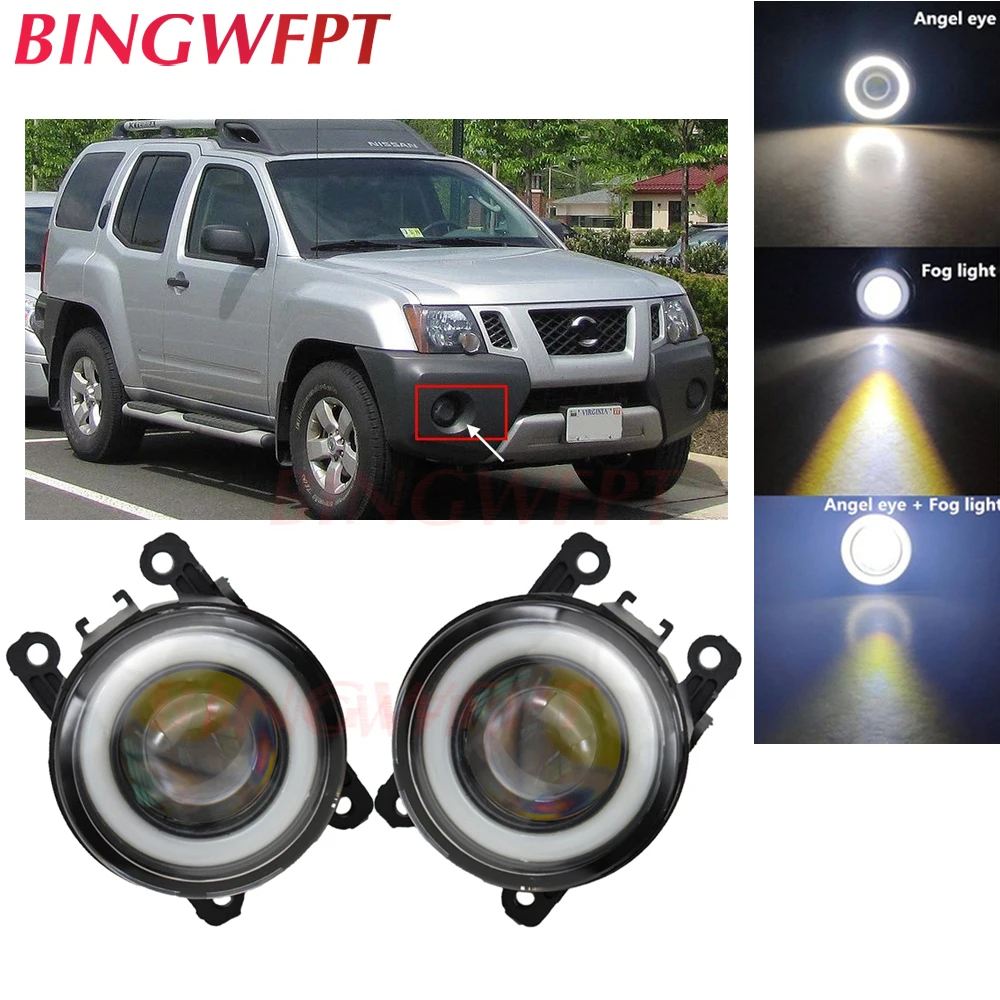 

2x High power H11 LED Fog Lamps Angel Eye light with Glass len 12V For Nissan Xterra 2005 2006 2007 2008 2009 2010 2011- 2015