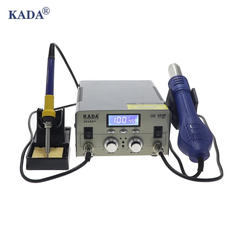 KADA 2018D 995D SMD паяльная станция с подключенным горячим воздушным пистолетом