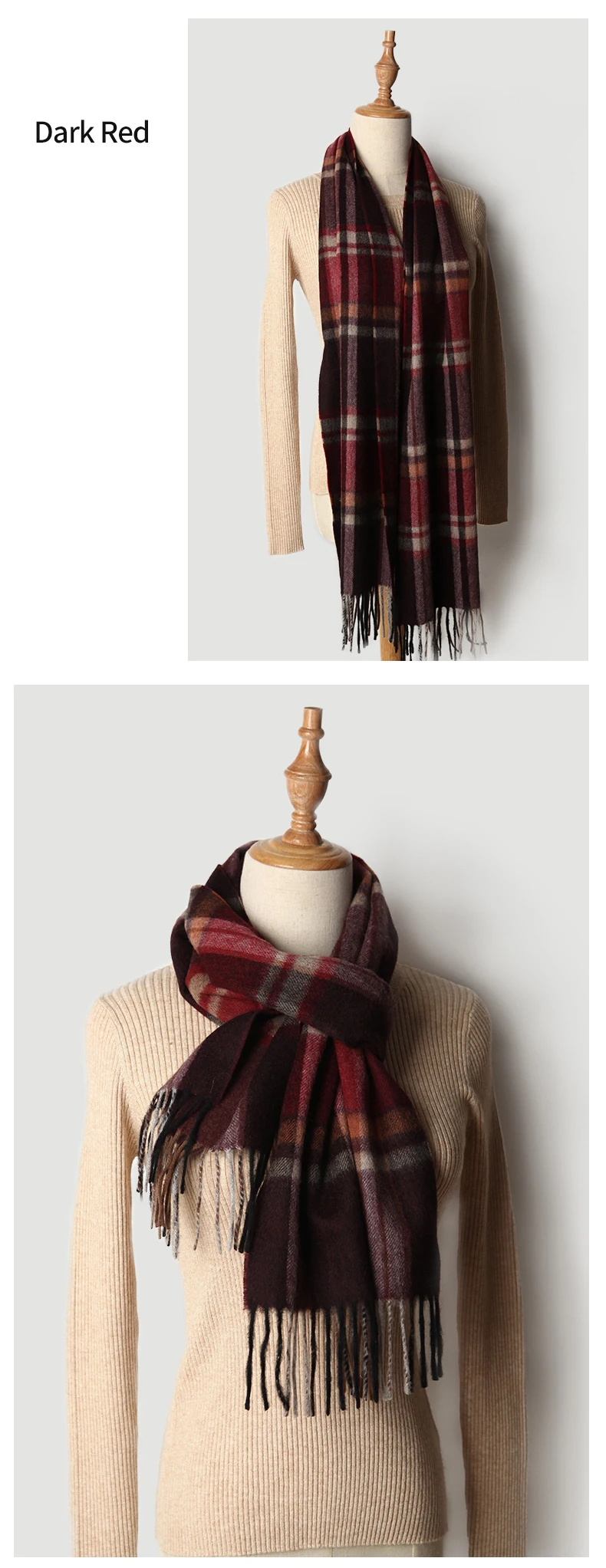 Чистый кашемировый шарф для шали и обертывания для женщин и мужчин зимние теплые кашемировые шарфы для женщин клетчатый шарф с кисточками из пашмины